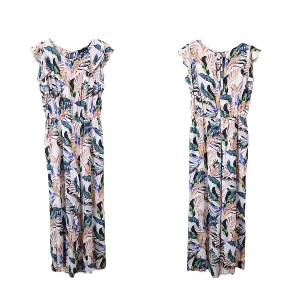 🌺SANCTUARY Antonella Tropical Palm Print Wide Leg Tie-back Jumpsuit Size M🌺 - Picture 3 of 10